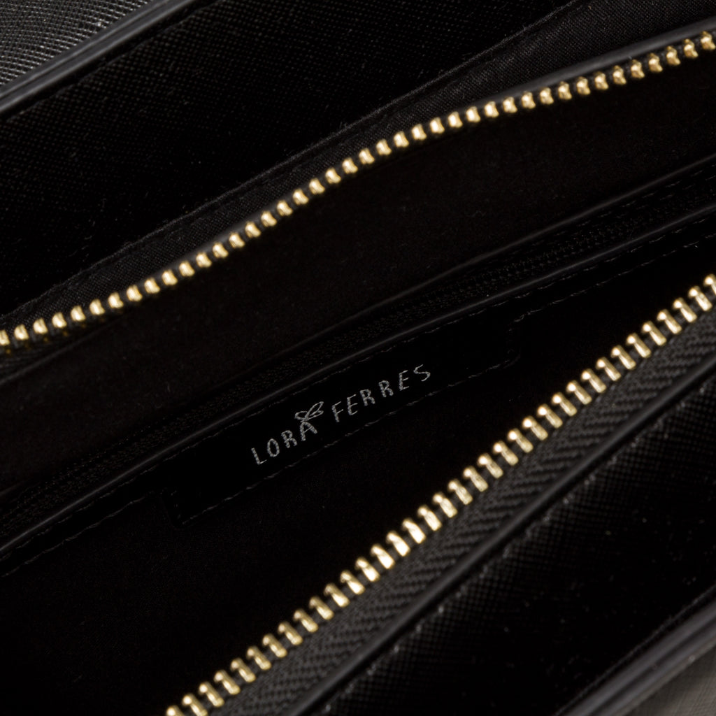 Borsa a tracolla nera da donna con chiusura a bottone Lora Ferres