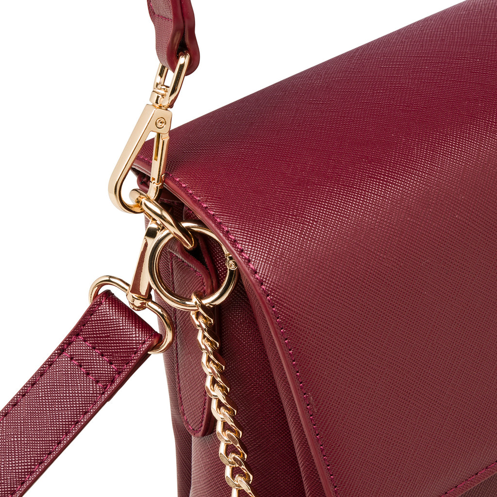 Borsa a tracolla bordeaux da donna con chiusura a bottone Lora Ferres