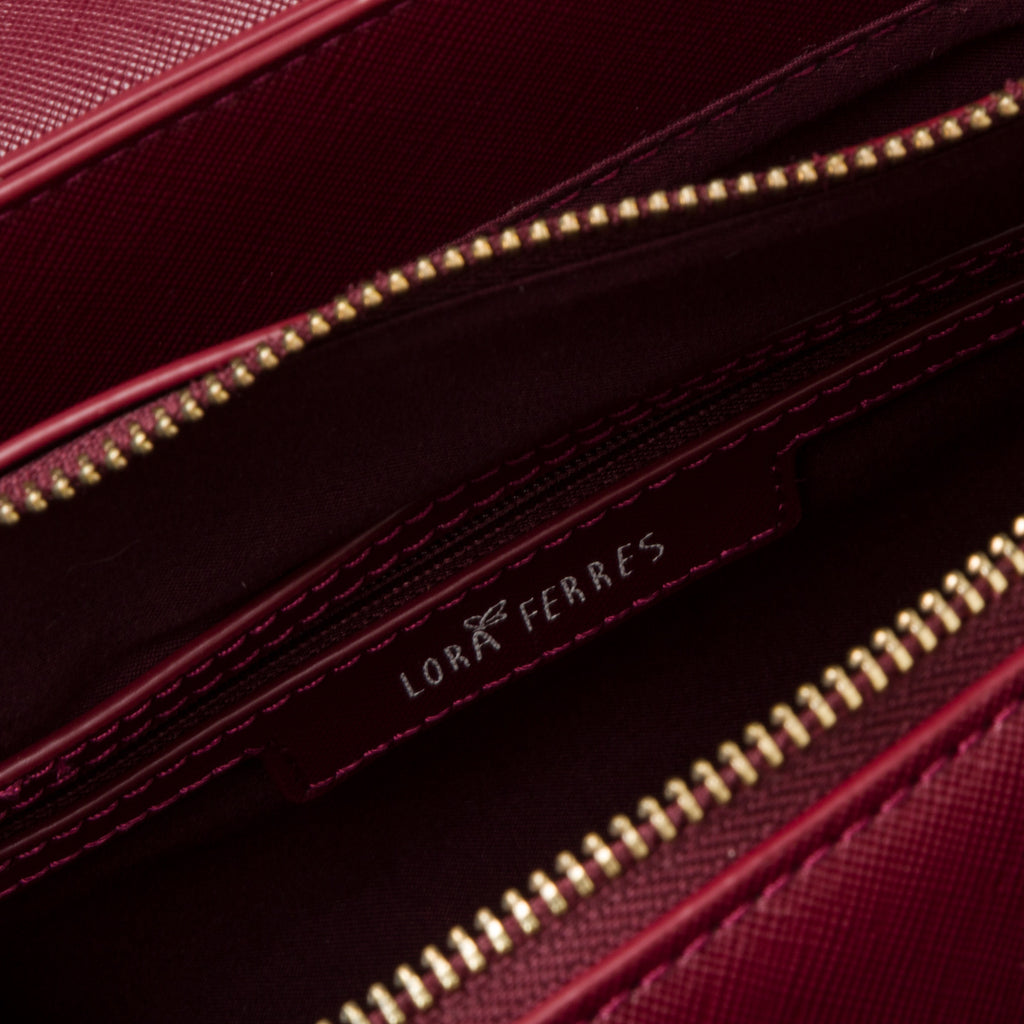 Borsa a tracolla bordeaux da donna con chiusura a bottone Lora Ferres