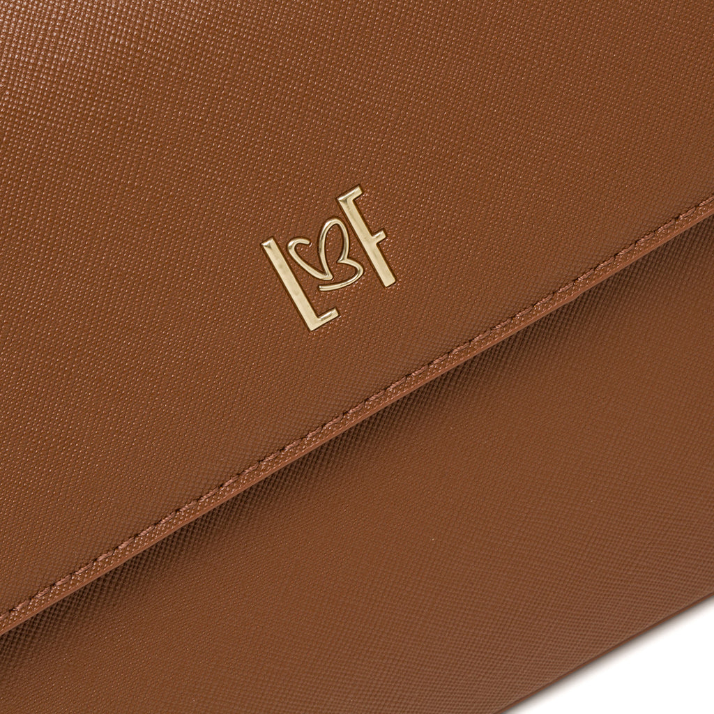 Borsa a tracolla marrone da donna con chiusura a bottone Lora Ferres