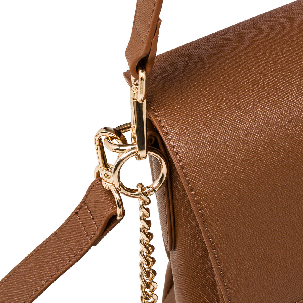 Borsa a tracolla marrone da donna con chiusura a bottone Lora Ferres