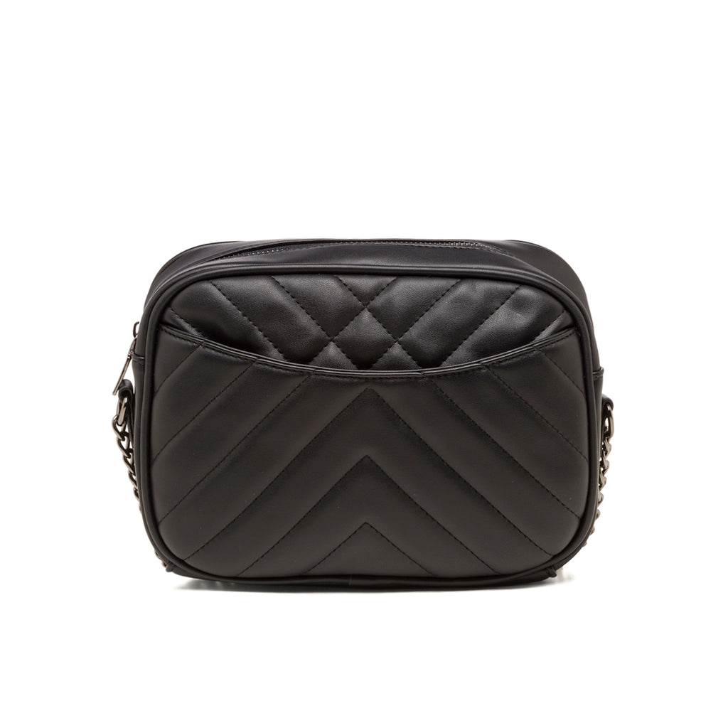 Borsa a tracolla nera trapuntata da donna Lora Ferres