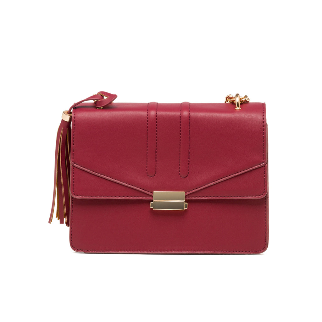 Borsa bordeaux da donna con tracolla a catena Lora Ferres