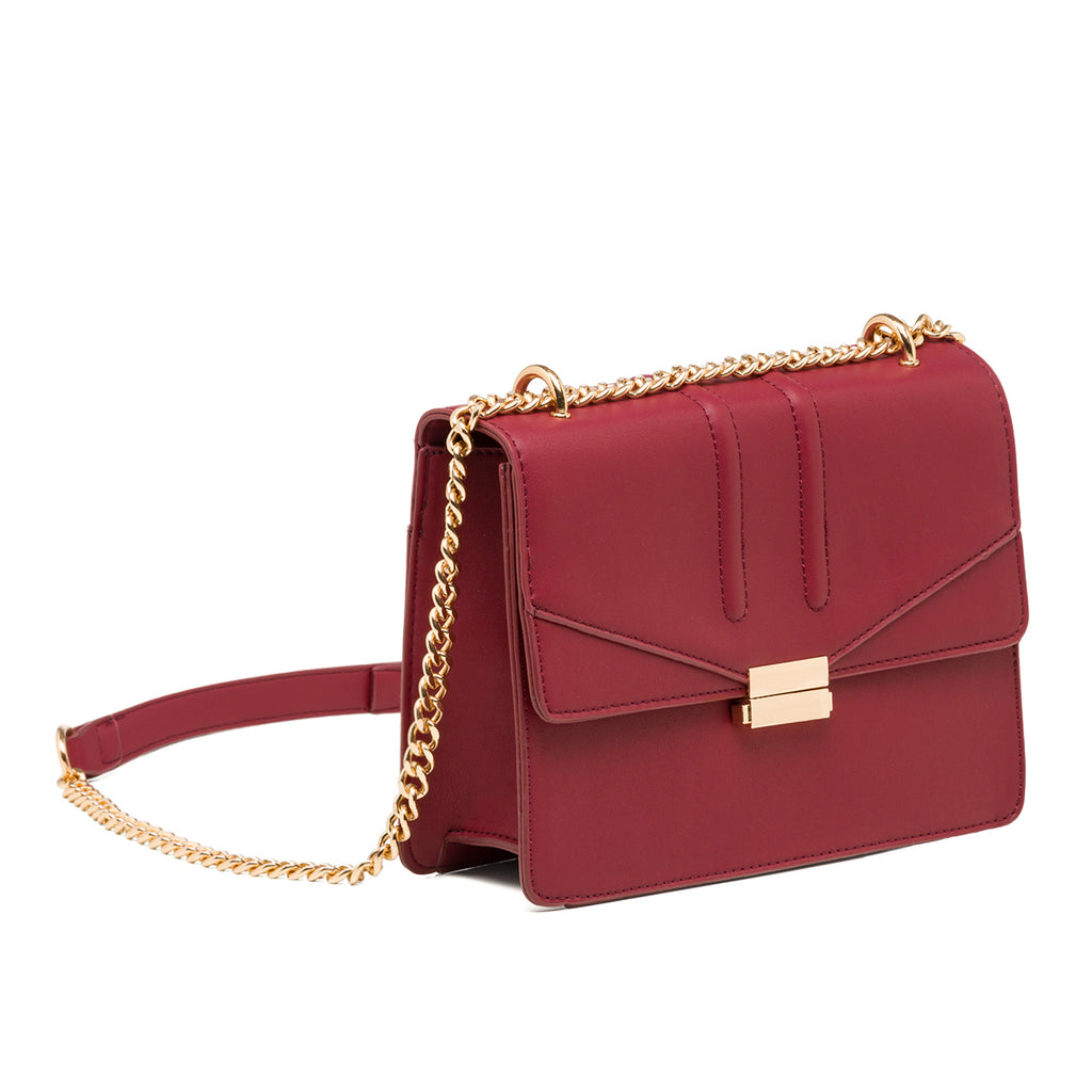 Borsa bordeaux da donna con tracolla a catena Lora Ferres