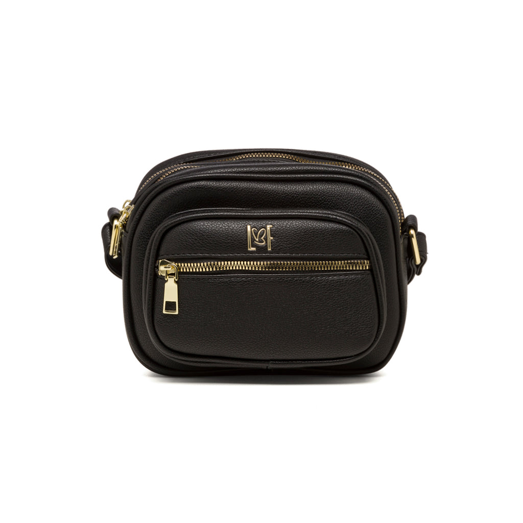 Borsa a tracolla nera da donna con tasca esterna Lora Ferres