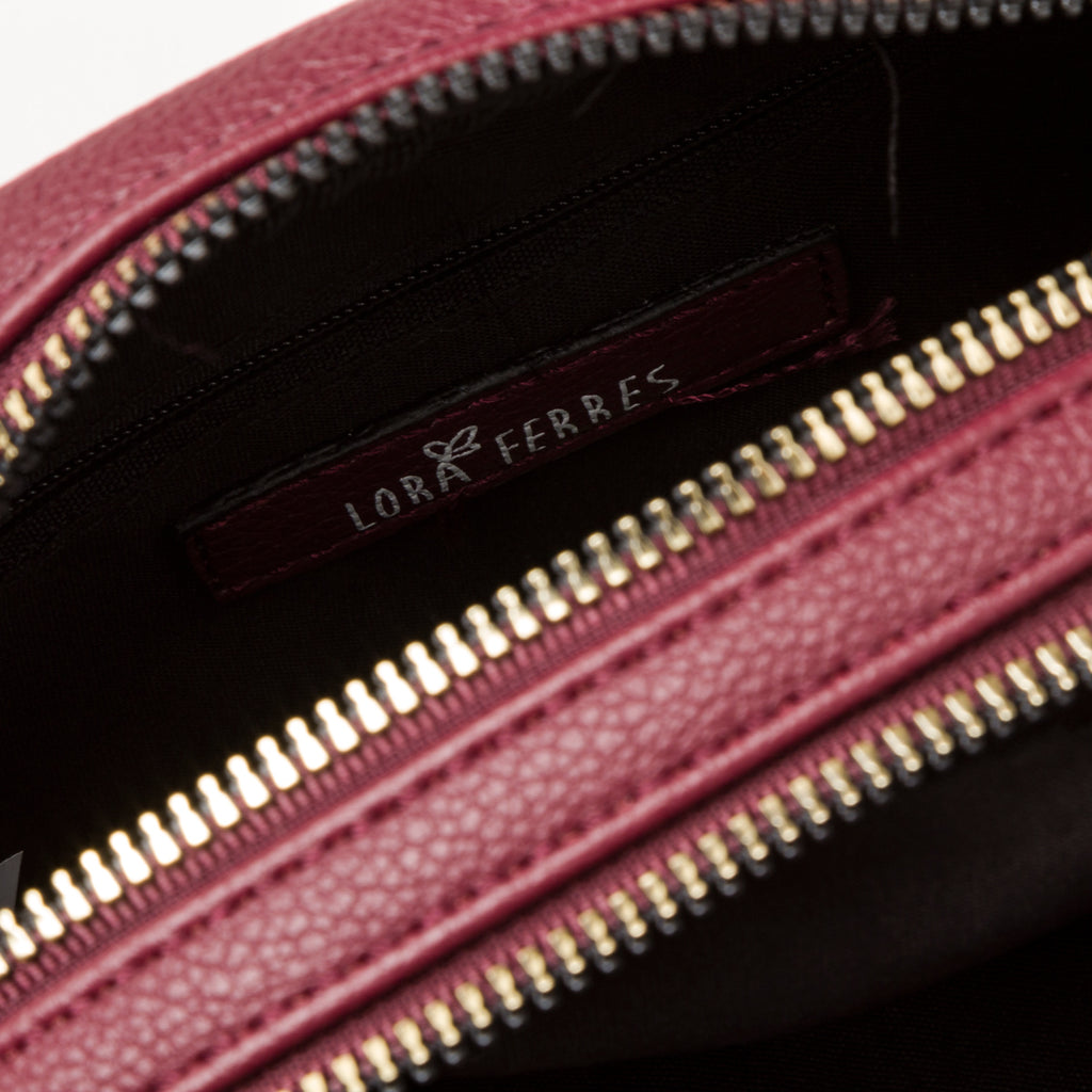 Borsa a tracolla bordeaux da donna con tasca esterna Lora Ferres