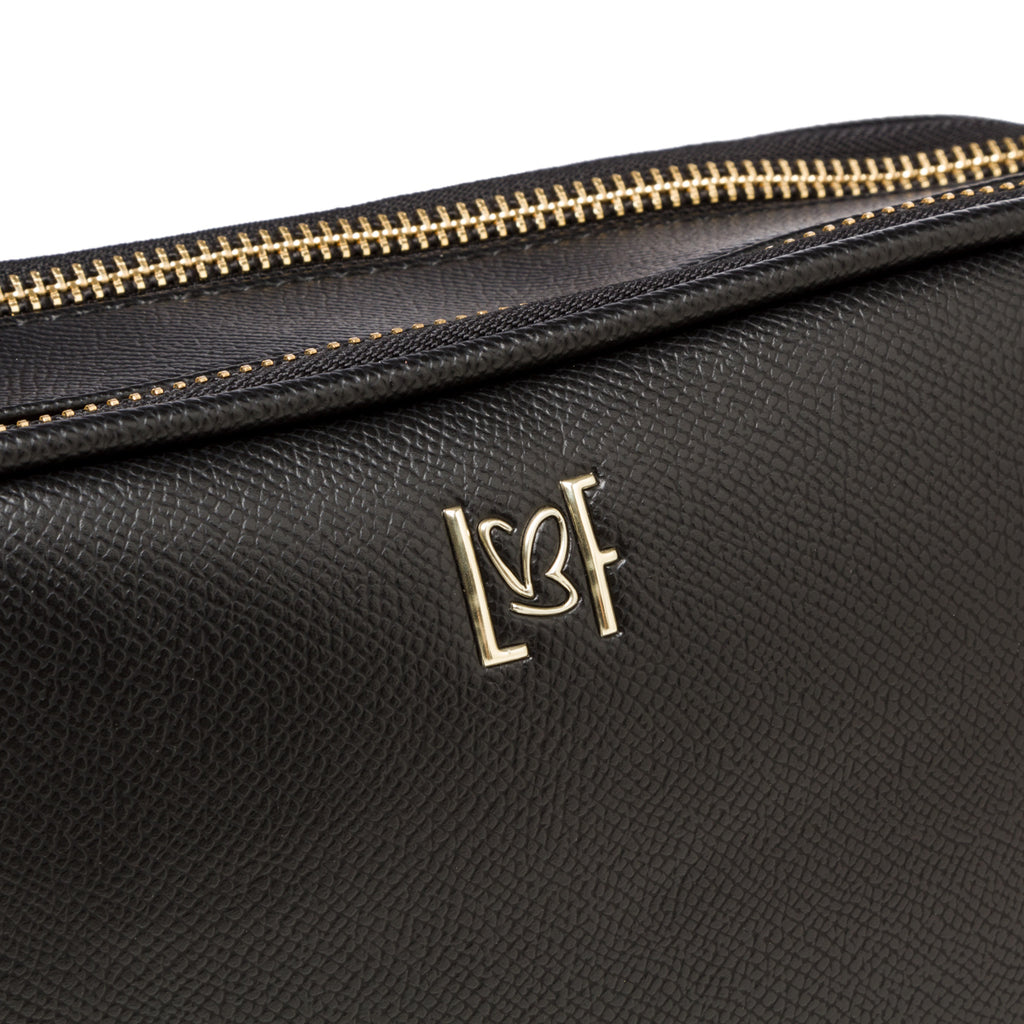 Borsa a tracolla nera da donna con doppia zip Lora Ferres