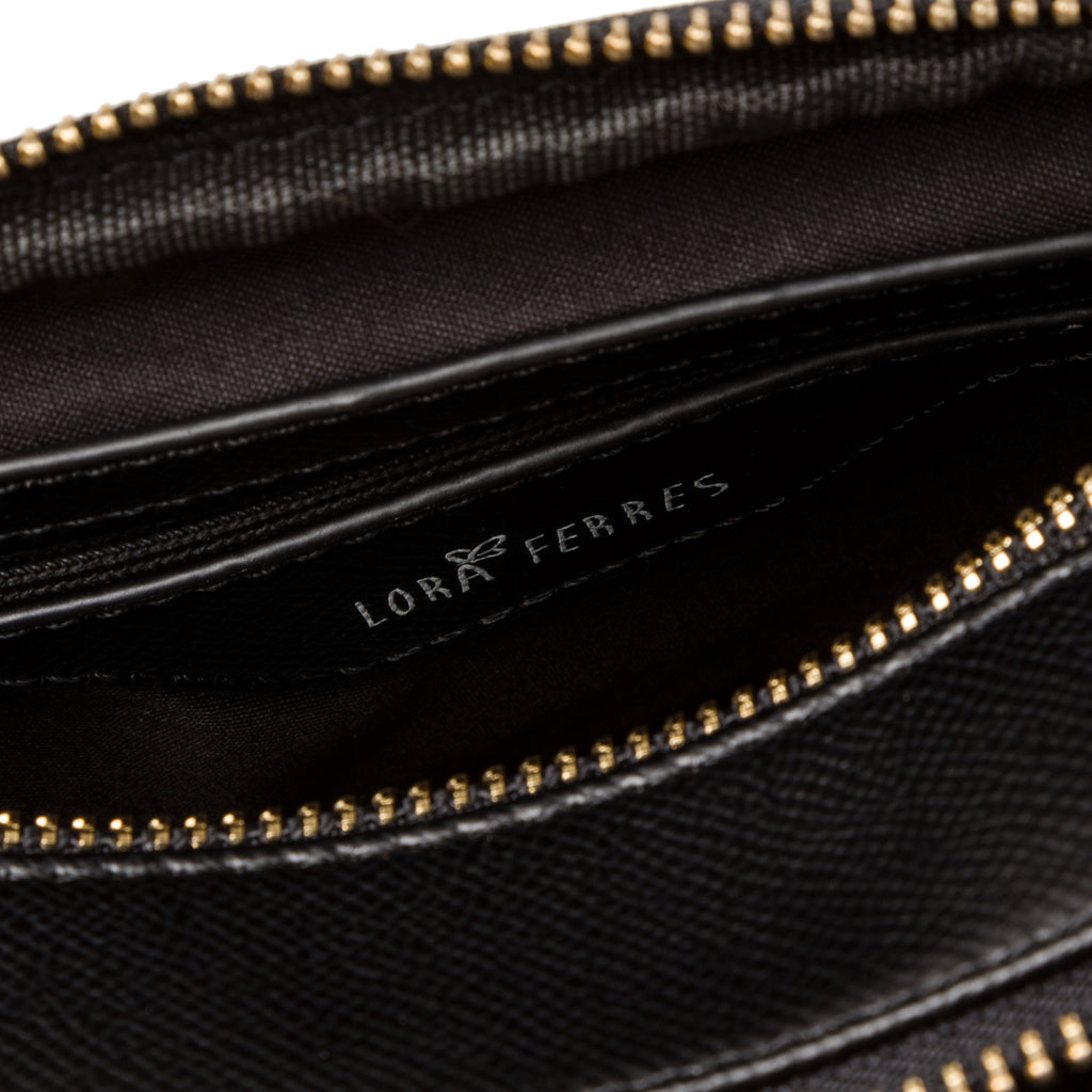 Borsa a tracolla nera da donna con doppia zip Lora Ferres