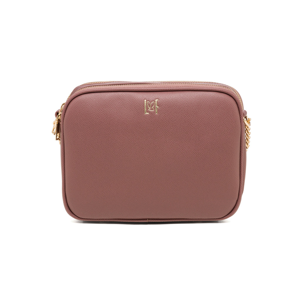 Borsa a tracolla rosa da donna con doppia zip Lora Ferres