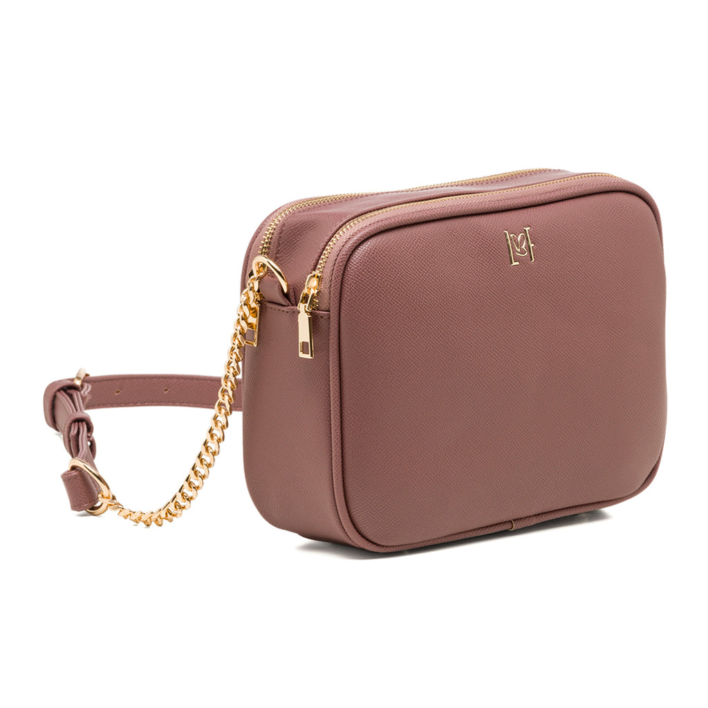 Borsa a tracolla rosa da donna con doppia zip Lora Ferres