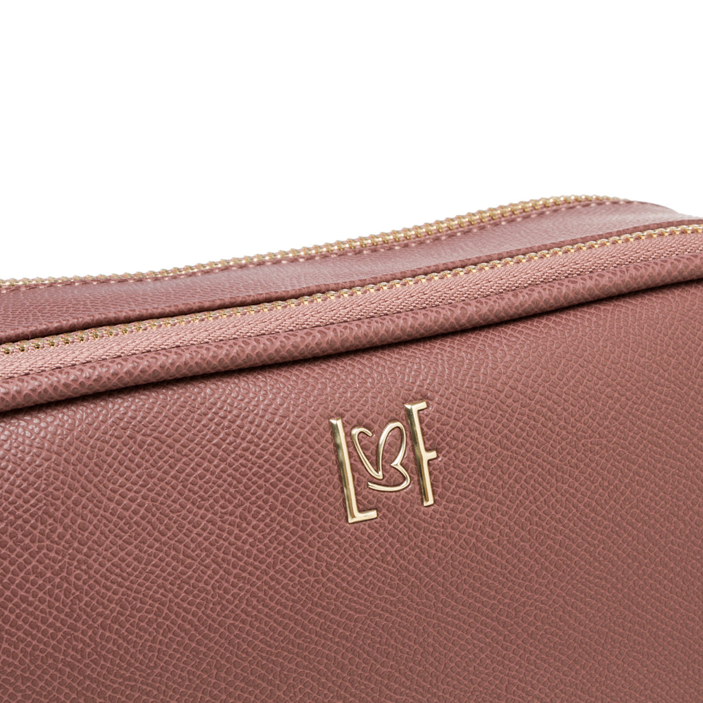 Borsa a tracolla rosa da donna con doppia zip Lora Ferres