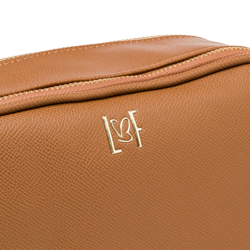 Borsa a tracolla marrone da donna con doppia zip Lora Ferres