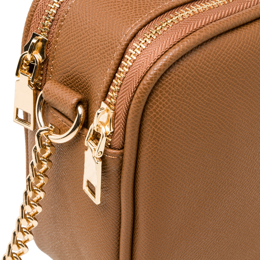 Borsa a tracolla marrone da donna con doppia zip Lora Ferres