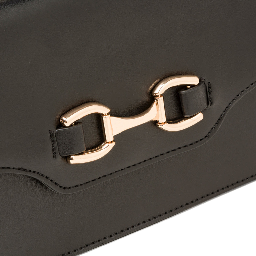 Borsa a tracolla nera da donna con morsetto dorato Lora Ferres