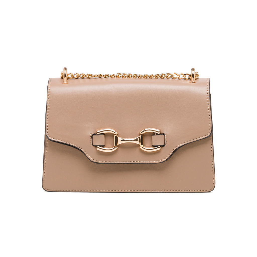 Borse a tracolla taupe da donna con morsetto dorato Lora Ferres