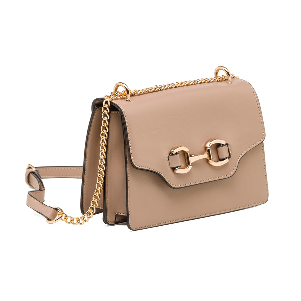 Borse a tracolla taupe da donna con morsetto dorato Lora Ferres