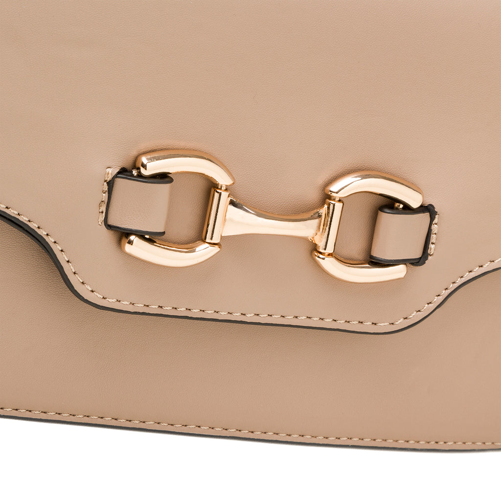 Borse a tracolla taupe da donna con morsetto dorato Lora Ferres