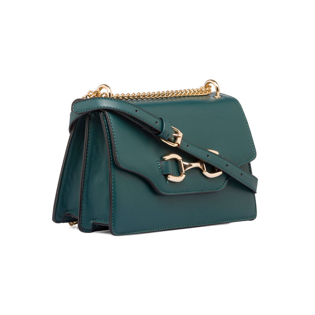 Borse a tracolla verde da donna con morsetto dorato Lora Ferres