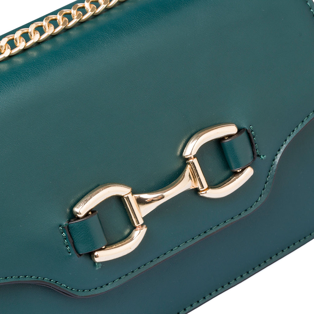 Borse a tracolla verde da donna con morsetto dorato Lora Ferres