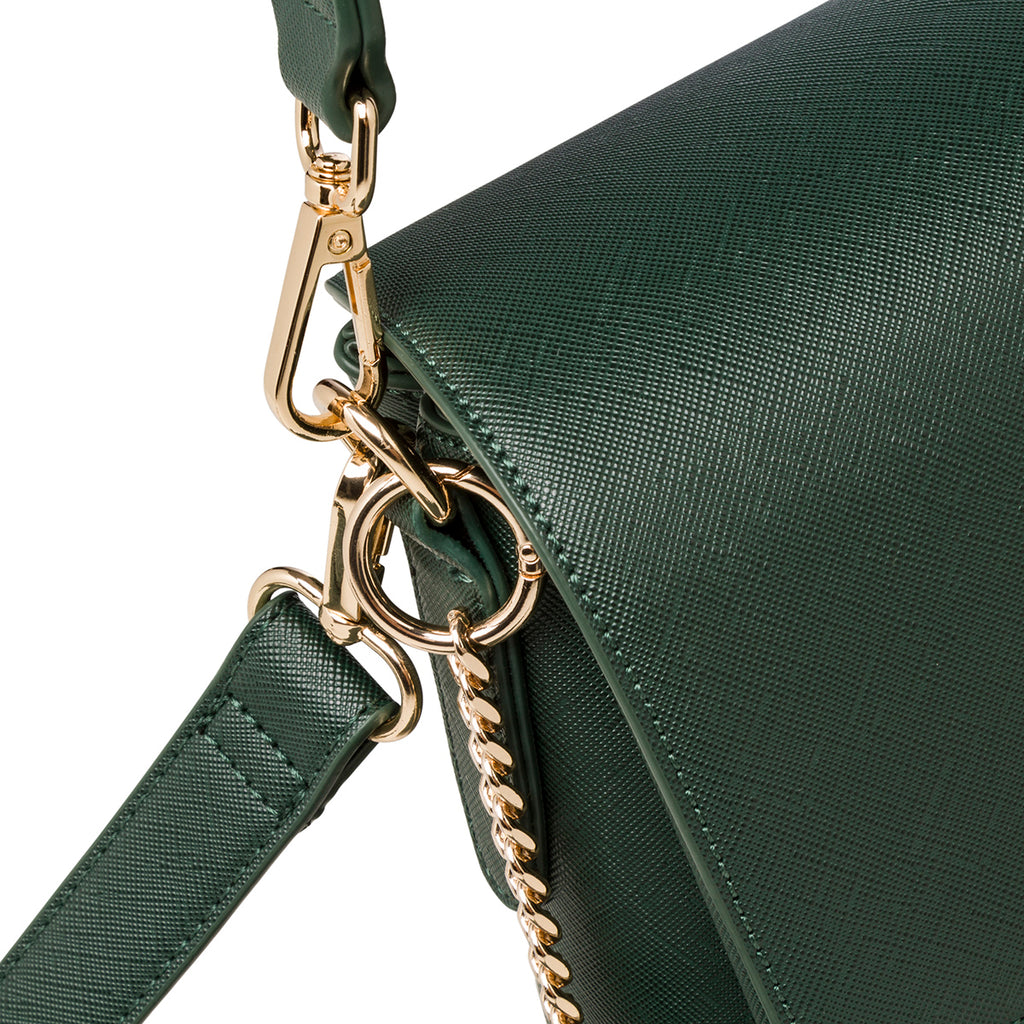 Borsa a tracolla verde da donna con chiusura a bottone Lora Ferres