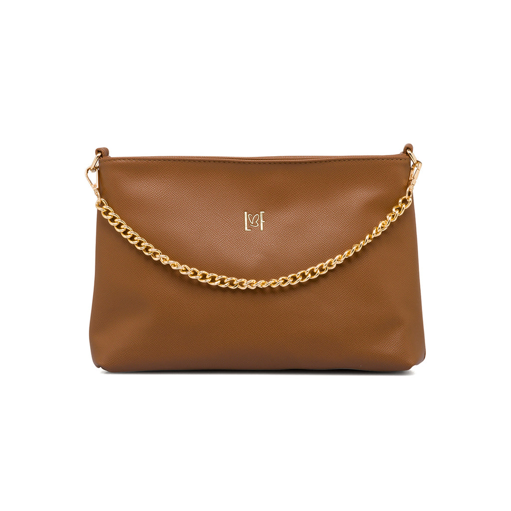 Borsa a tracolla marrone da donna con manico a catena Lora Ferres