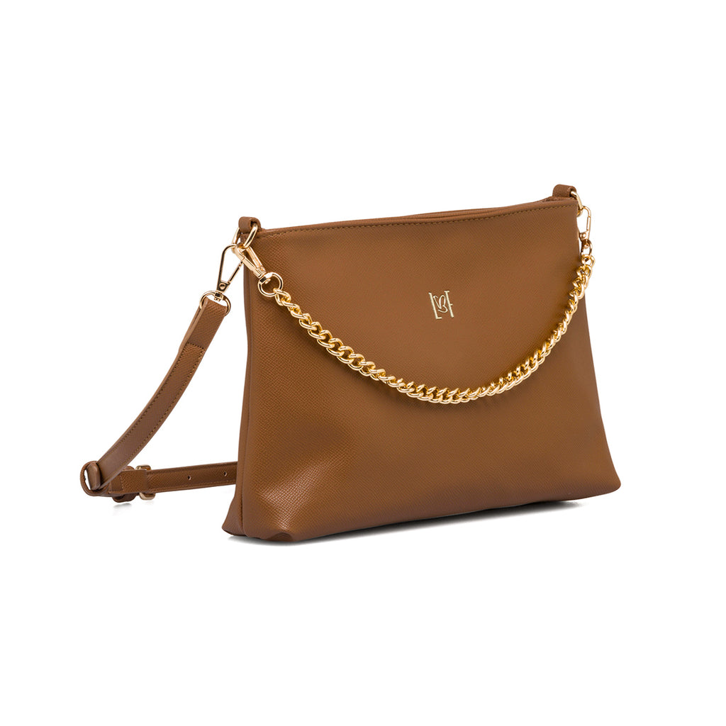 Borsa a tracolla marrone da donna con manico a catena Lora Ferres