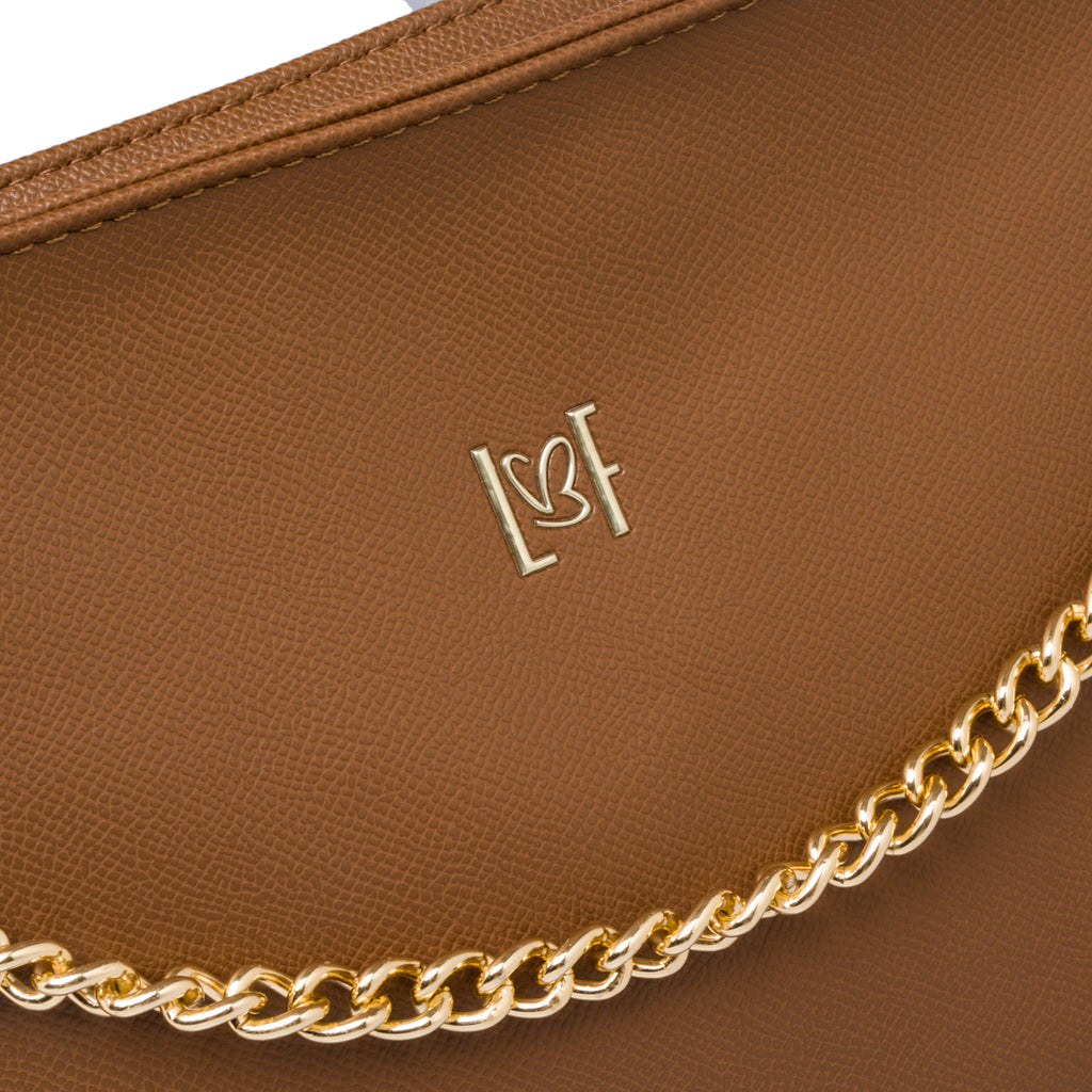 Borsa a tracolla marrone da donna con manico a catena Lora Ferres