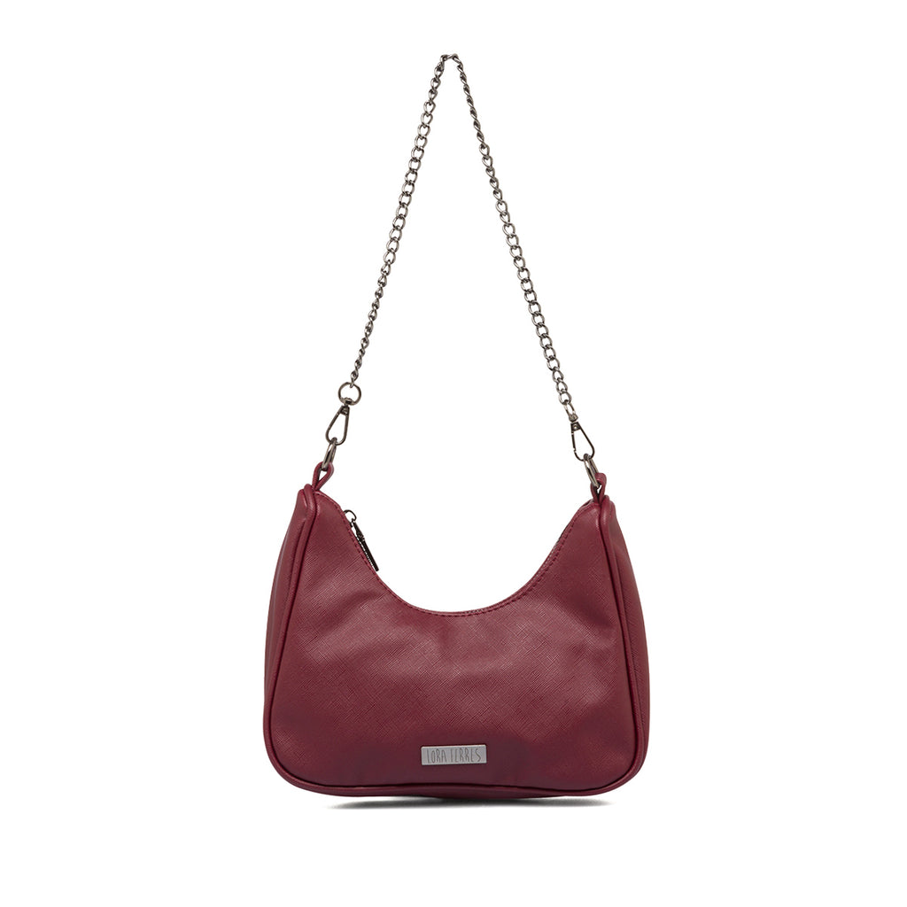 Borsa bordeaux da donna con tracolla a catena lora Ferres