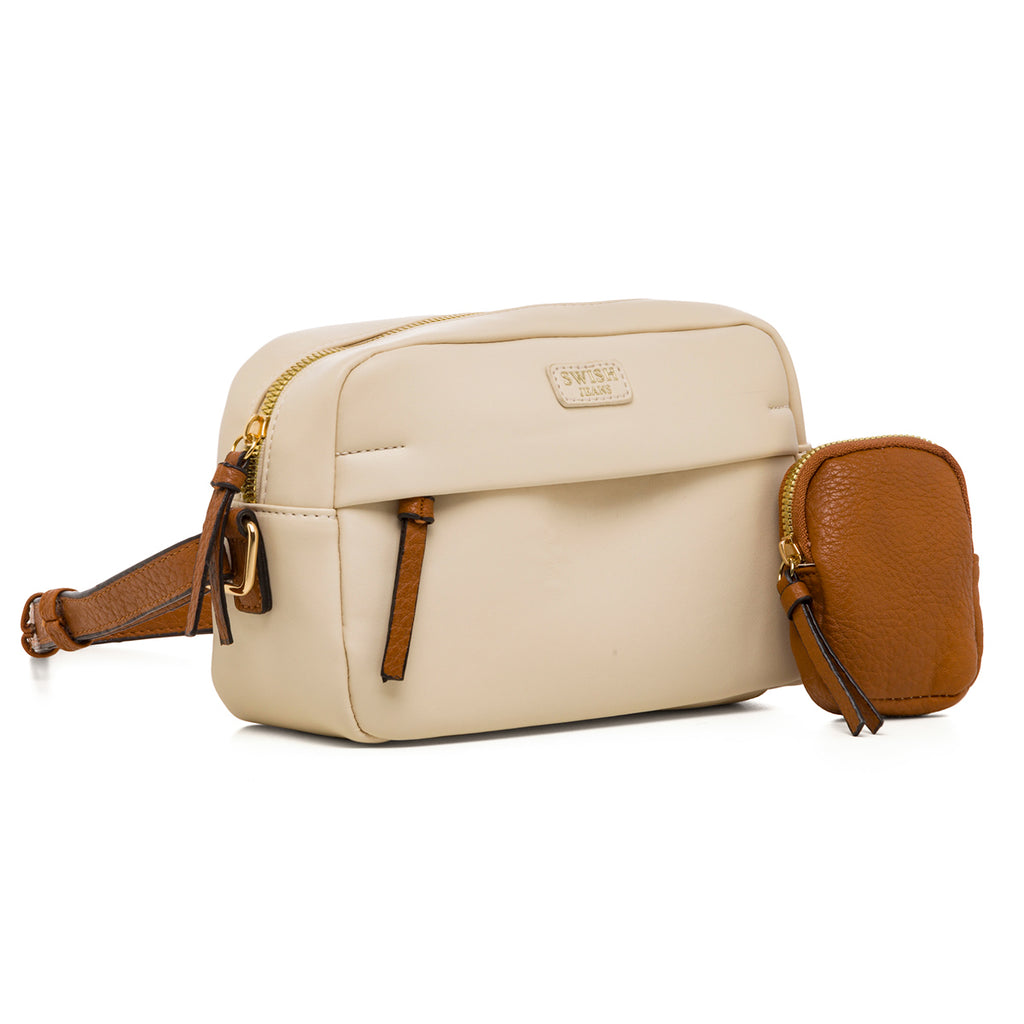 Borsa a tracolla beige da donna con borsello Swish Jeans Tish