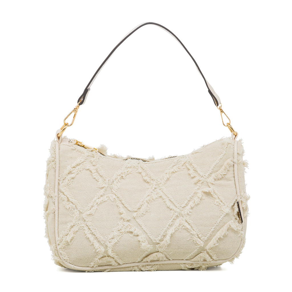 Borsa a tracolla beige da donna con frangette Swish Jeans Carlotta