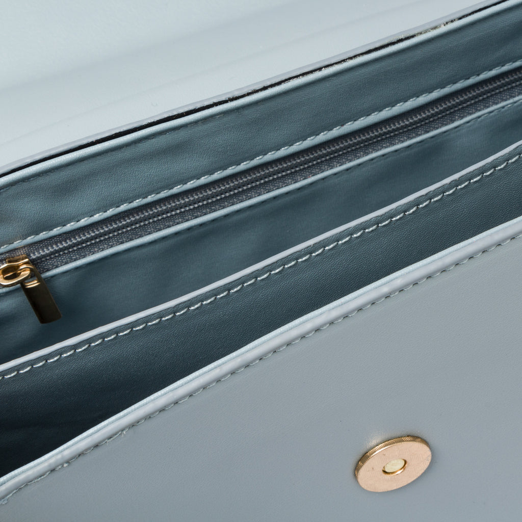 Borsa a tracolla azzurra da donna con morsetto Lora Ferres