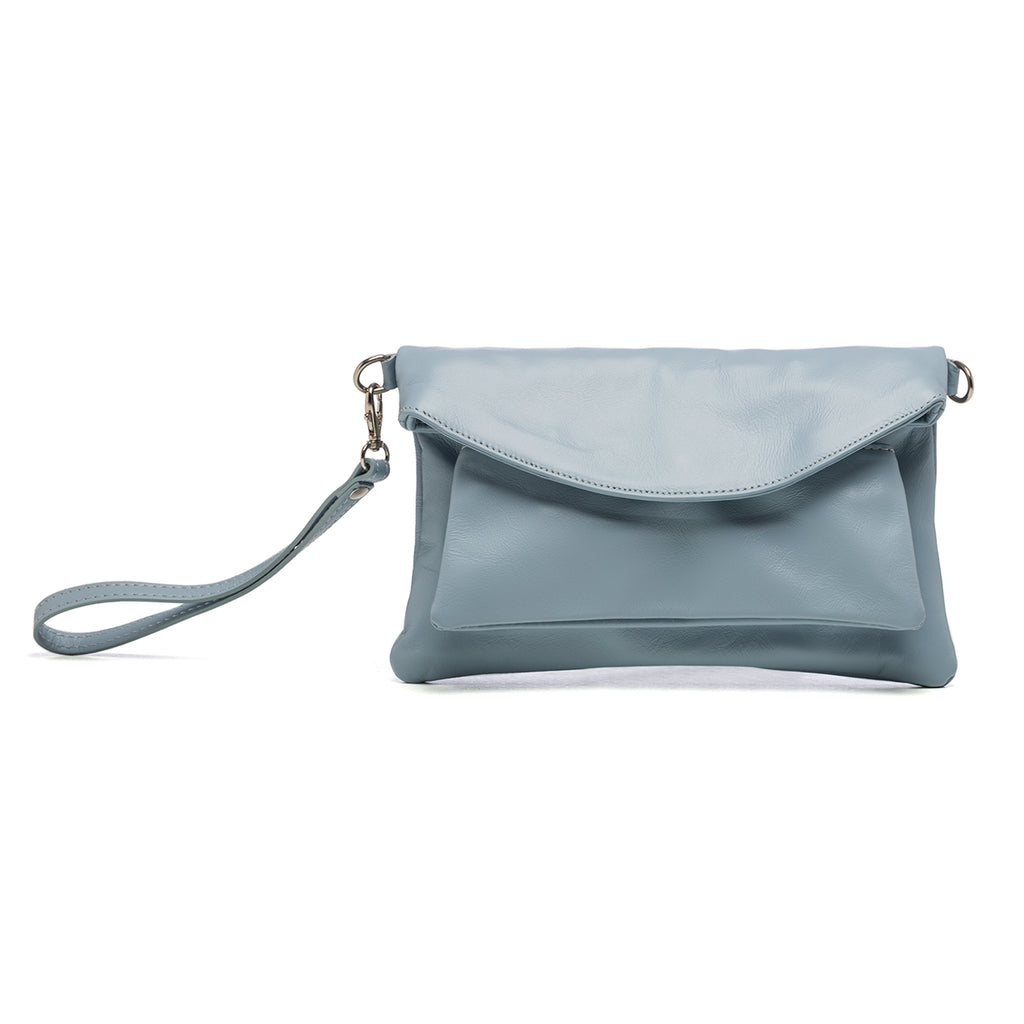 Clutch azzurra in pelle P Essentials