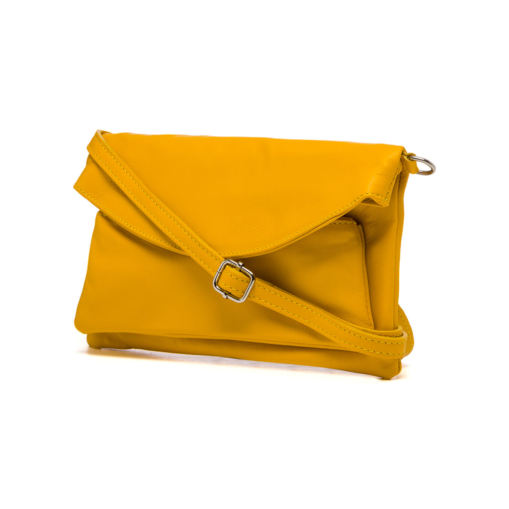 Clutch gialla in pelle P Essentials