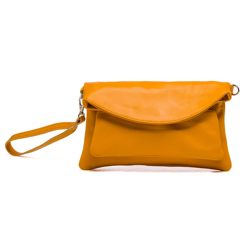 Clutch arancione in pelle P Essentials