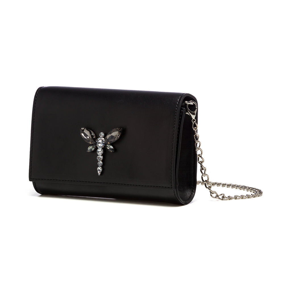 Clutch nera con applicazione gioiello Swish Jeans