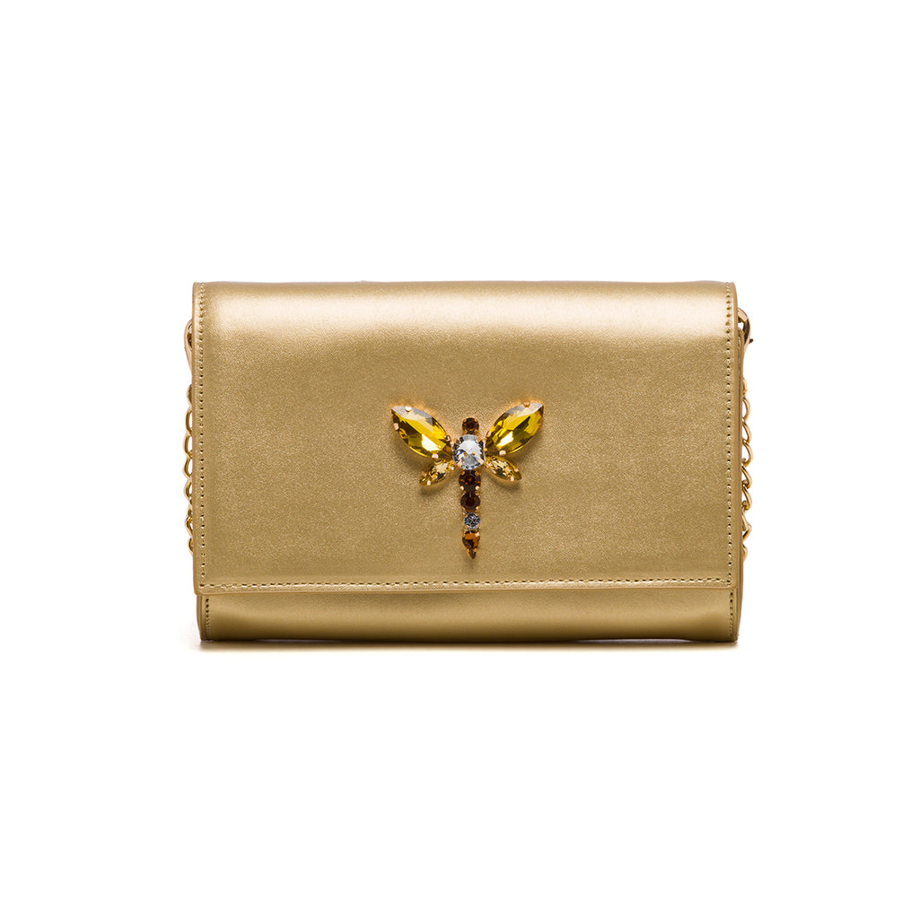 Clutch oro con applicazione gioiello Swish Jeans