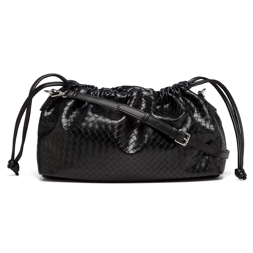 Clutch nera in similpelle intrecciata Lora Ferres