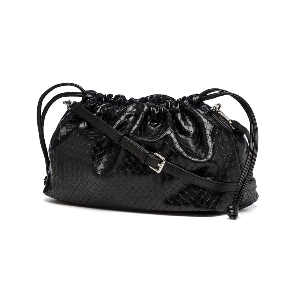 Clutch nera in similpelle intrecciata Lora Ferres