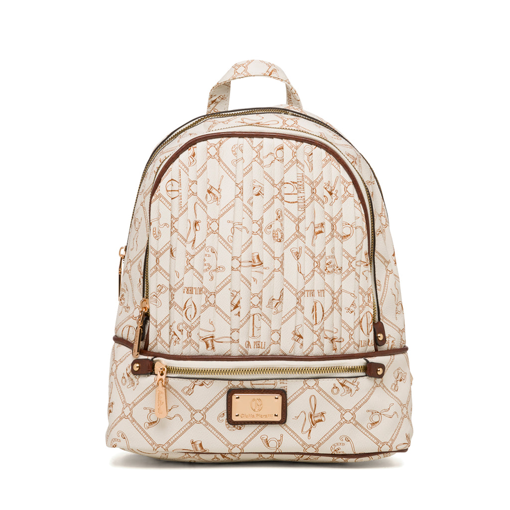 Zaino bianco da donna con monogramma Giulia Pieralli
