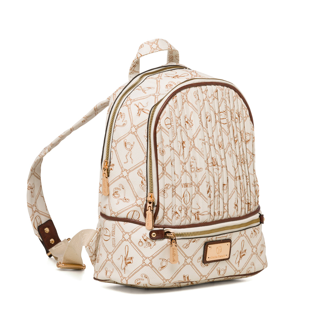 Zaino bianco da donna con monogramma Giulia Pieralli