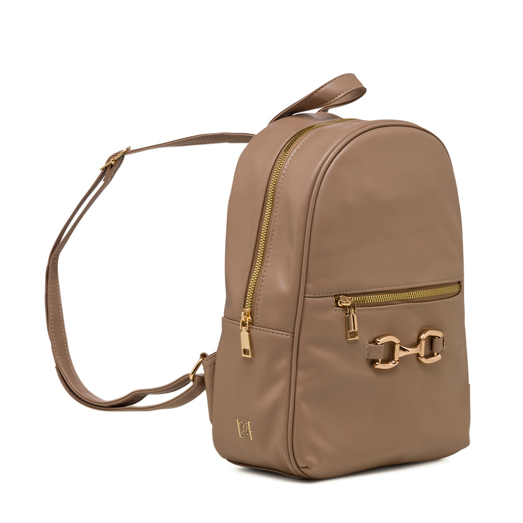 Zaino taupe da donna con morsetto dorato Lora Ferres