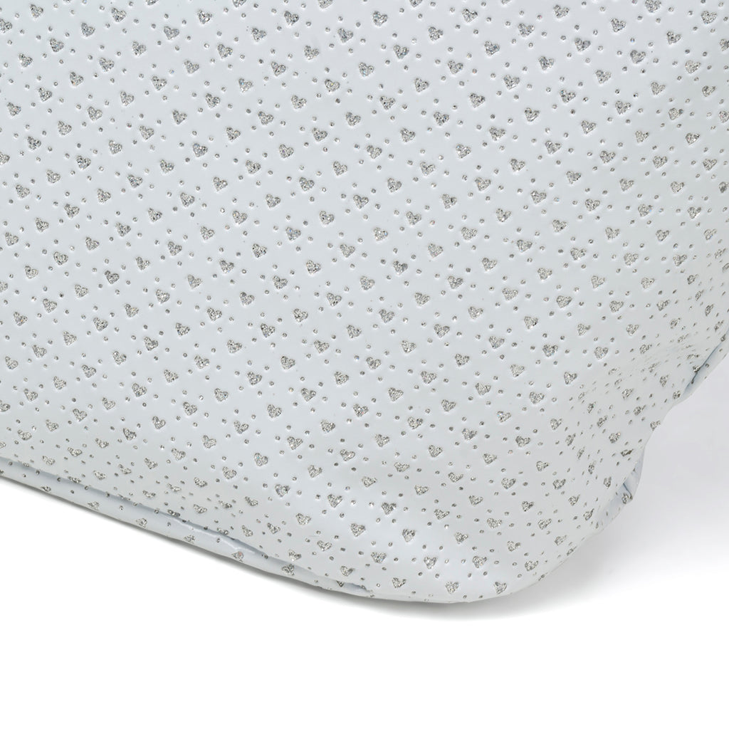 Borsa a spalla bianca effetto vernice con cuoricini glitterati Lora Ferres