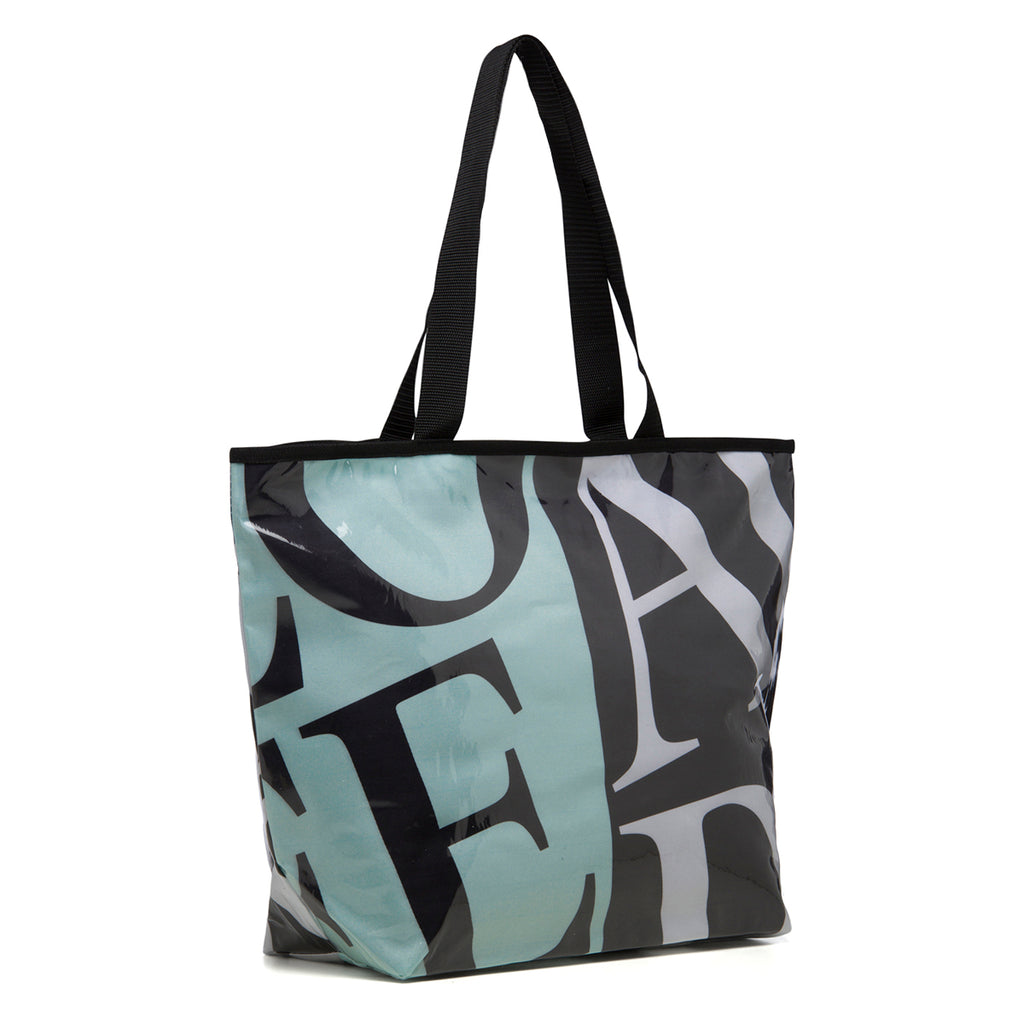 Borsa da mare acquamarina e nera Lora Ferres