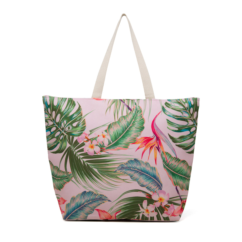 Borsa da mare rosa con stampa floreale Lora Ferres