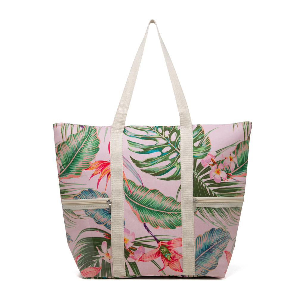 Borsa da mare rosa con stampa floreale Lora Ferres