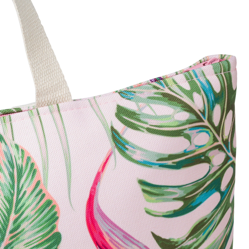 Borsa da mare rosa con stampa floreale Lora Ferres