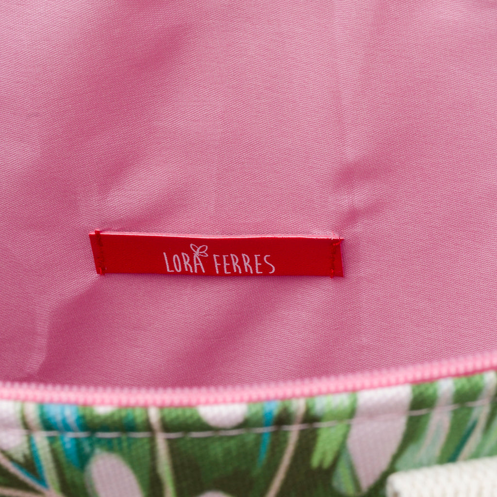 Borsa da mare rosa con stampa floreale Lora Ferres