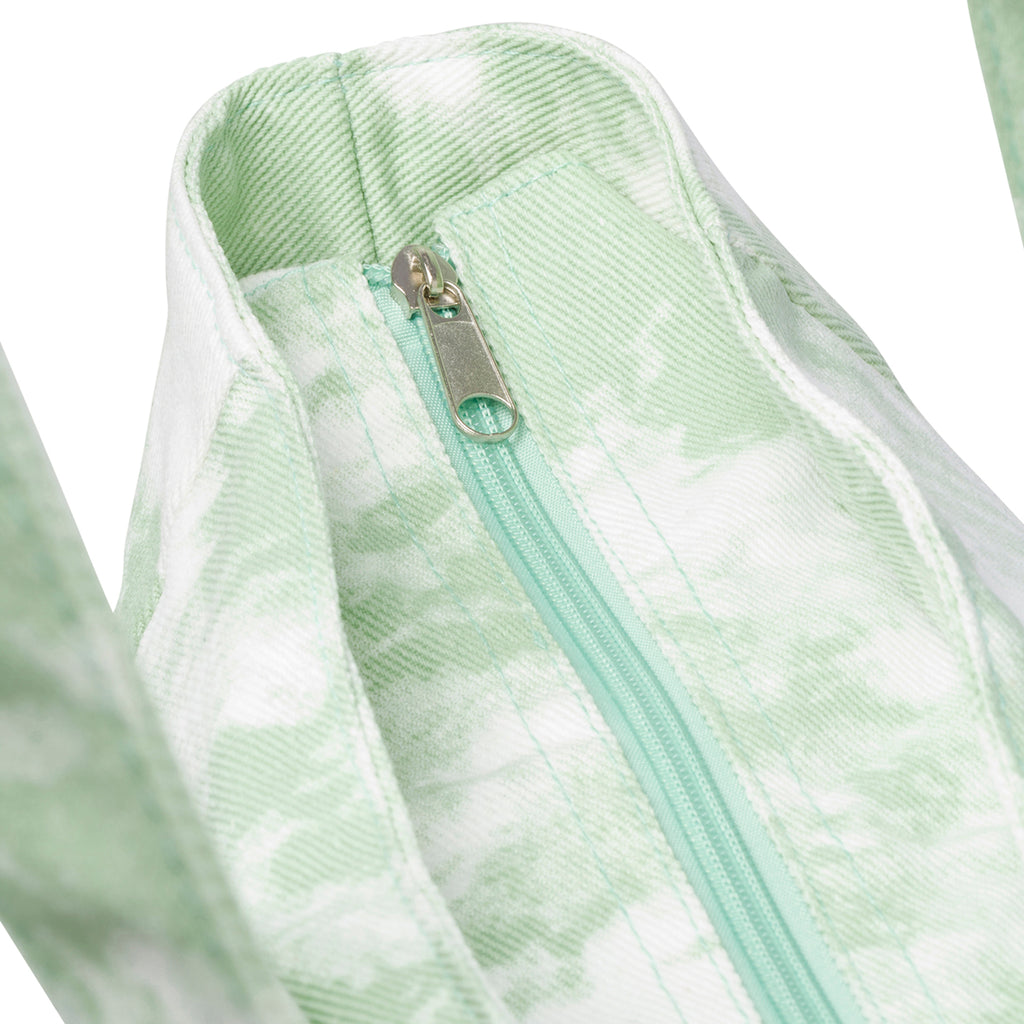 Borsa da mare verde e bianca in cotone Lora Ferres
