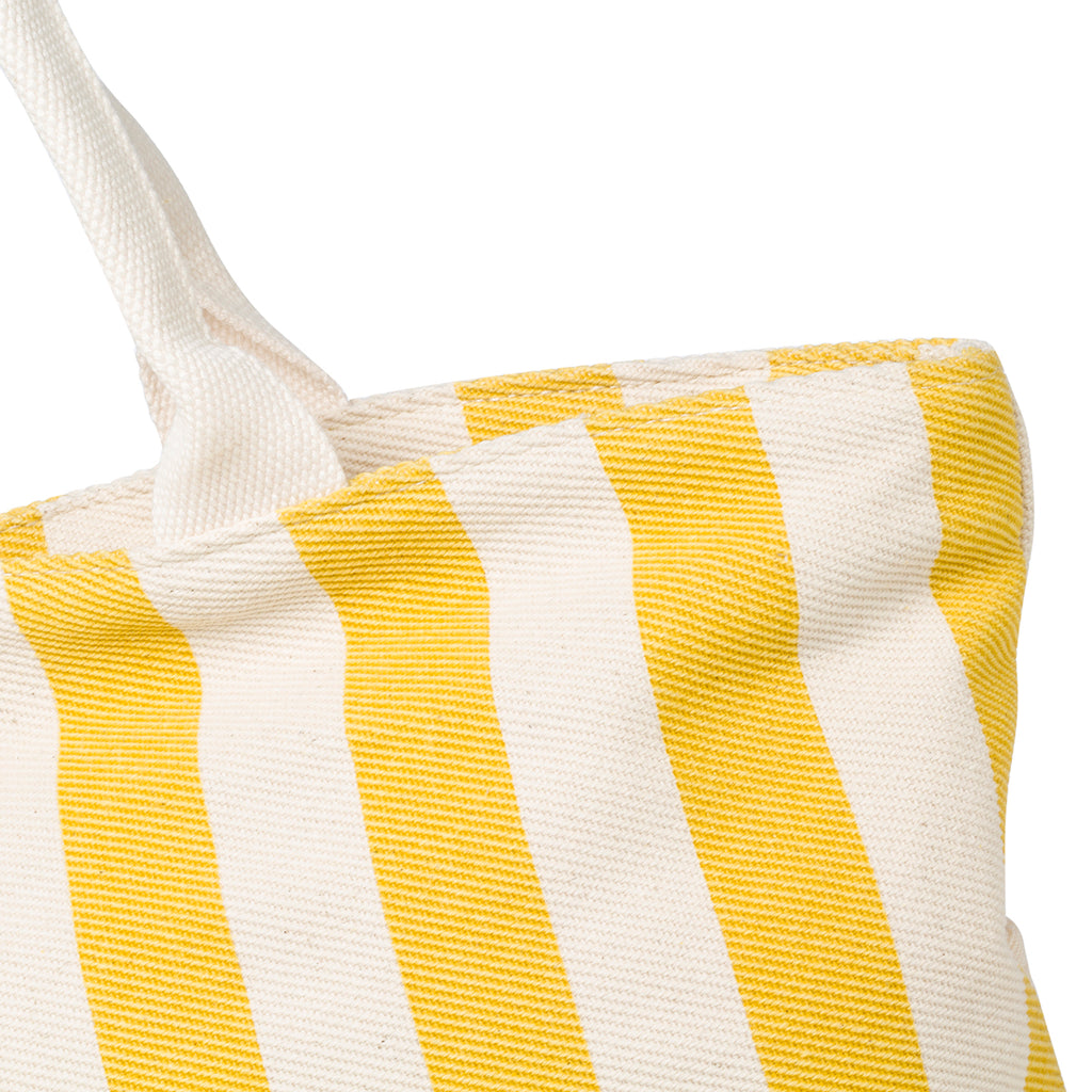 Borsa da mare in cotone a righe bianche e gialle Lora Ferres