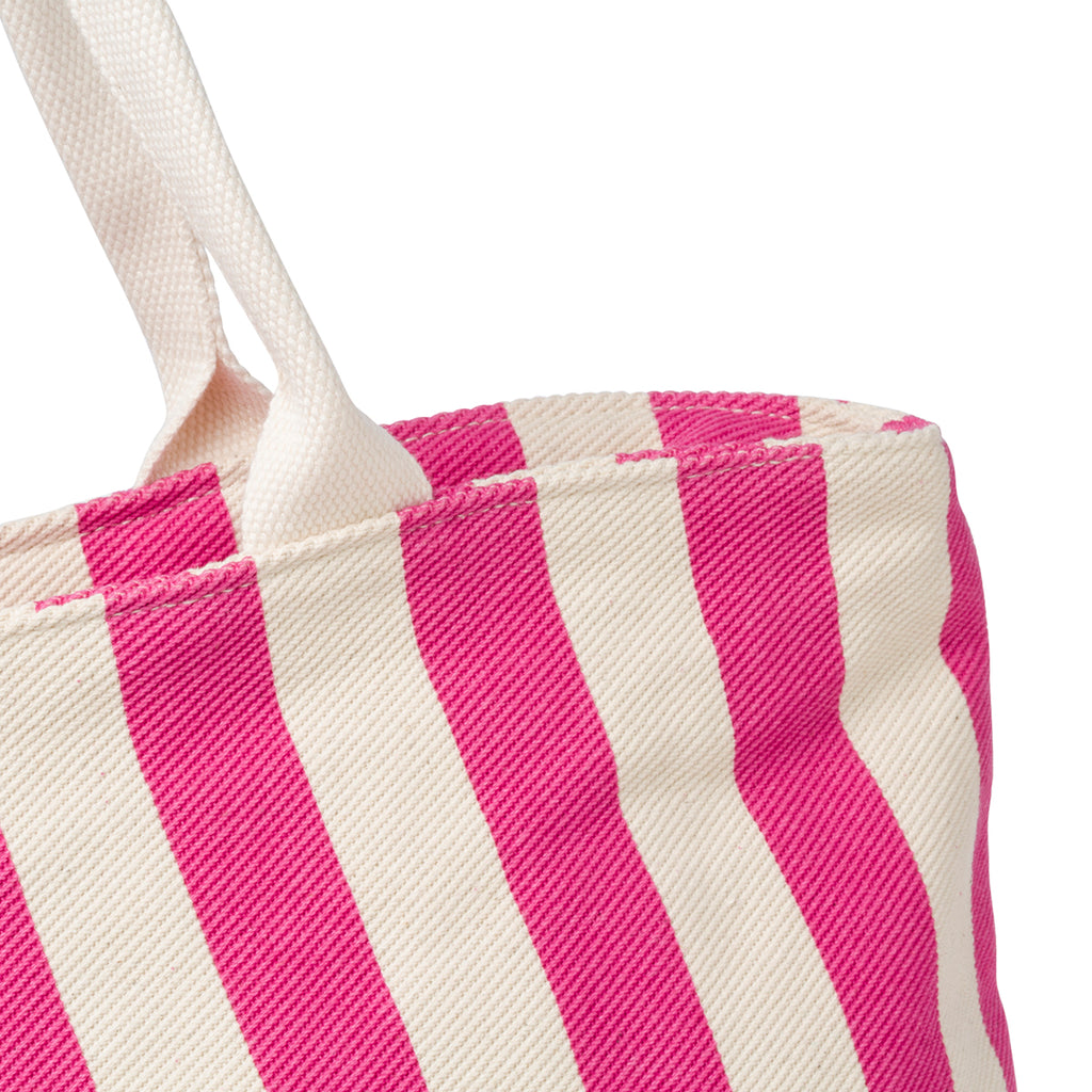 Borsa da mare in cotone a righe bianche e fucsia Lora Ferres